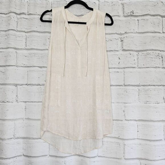Prana Breathe Women's Natassa Crinkle Cream Sleeveless High Low Tunic Top Medium - Picture 1 of 12